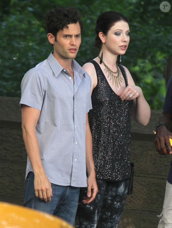 Penn Badgley et Michelle Trachtenberg sur le tournage de la série "Gossip Girl" à New York, le 17 juillet 2012.

Photo : Fameflynet / Bestimage
