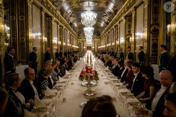 Illustration - La famille royale de Suède au dîner en l'honneur des lauréats du Prix Nobel 2024 au palais royal de Stockholm. Le 11 décembre 2024