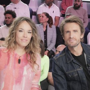 Exclusif - Elodie Fontan, Philippe Lacheau sur la plateau de l'émission Touche pas à mon poste (TPMP) diffusée en direct sur C8 le 7 février 2023  © Jack Tribeca / Bestimage