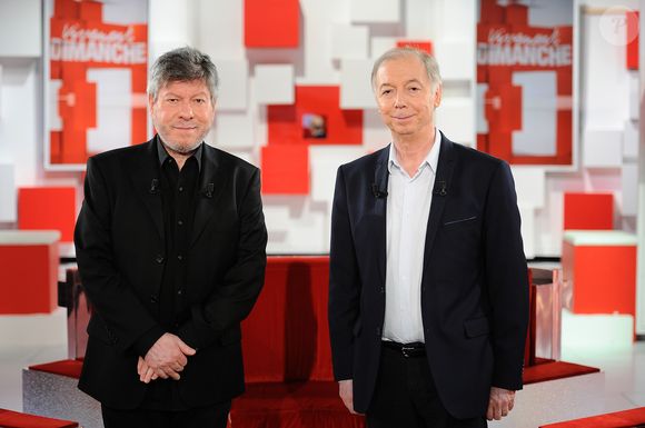 Exclusif - Régis Laspalès et Philippe Chevallier lors de l'enregistrement de l'émission Vivement Dimanche avec Chevallier et Laspalès présentée par Michel Drucker au studio Gabriel à Paris le 30 mai 2020.

© Guillaume Gaffiot / Bestimage
