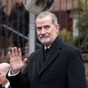 Le roi Felipe VI d'Espagne - Les obsèques de la princesse Irène de Grèce et de Danemark en la cathédrale orthodoxe grecque Saint-André-et-Saint-Démétrius. Madrid - 17 janvier 2026