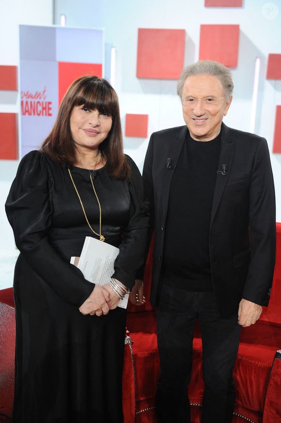 Exclusif - Geneviève Delpech et Michel Drucker lors de l'enregistrement de l'émission "Vivement dimanche" au studio Rive Gauche, présentée par M. Drucker avec une diffusion sur France 3 le 1er février 2026. © Guillaume Gaffiot/Bestimage