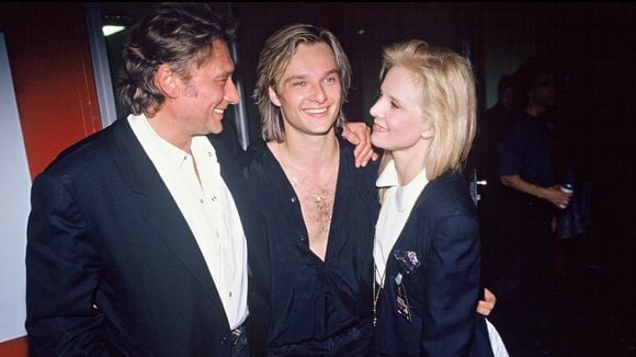 Photo : Exclusif - David Hallyday, Sylvie Vartan et Johnny Hallyday en 1991. - Purepeople