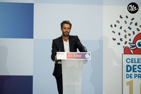 Tony Estanguet lors de la célébration du premier anniversaire des Jeux Olympiques 2024 au Grand Palais à Paris, le 26 juillet 2025. 

© Jonathan Jacob / Bestimage