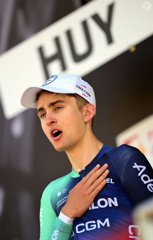 Le Français Paul Seixas du Decathlon CMA CGM Team fête sa victoire sur le podium après avoir remporté la course masculine de la 90ème édition de La Flèche Wallonne, course cycliste d'un jour (Waalse Pijl - Flèche wallonne), 200 km de Herstal à Huy, mercredi 22 avril 2026. Photo by ABACAPRESS.COM