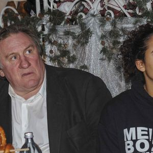 Gérard Depardieu et sa fille Roxanne posent à l'ouverture du marché de Noël traditionnel sur Aiderbichl, le paradis des animaux pour les sans-abris, le 14 novembre 2013 dans le village de Henndorf près de Salzbourg en Autriche. Photo Breuel-Bild/DPA/ABACAPRESS.COM