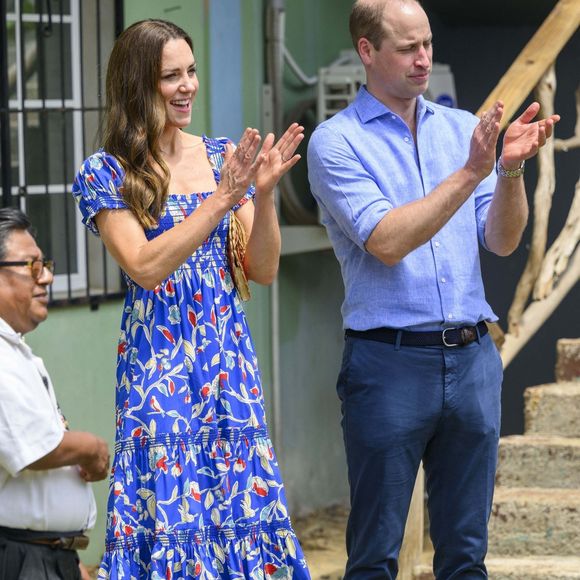 Le prince William, duc de Cambridge, et Catherine (Kate) Middleton visitant la chocolaterie Che'il Mayan à Indian Creek, lors de leur tournée dans les Caraïbes au nom de la reine pour marquer son jubilé de platine. Belize, le 20 mars 2022.
©Backgrid UK/ Bestimage