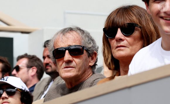 Alain Prost et sa femme Anne-Marie dans les tribunes lors des Internationaux de France de Tennis de Roland Garros.

Photo : Dominique Jacovides / Bestimage
