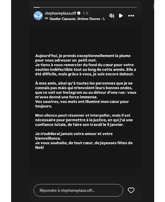 Message publié par Stéphane Plaza sur Instagram le 24 décembre 2024.