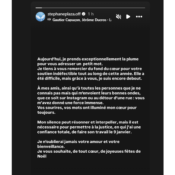 Message publié par Stéphane Plaza sur Instagram le 24 décembre 2024.