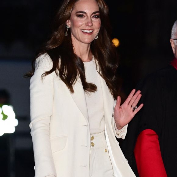 Catherine (Kate) Middleton, princesse de Galles, arrive au traditionnel concert de Noël "Together At Christmas" à l'abbaye de Westminster à Londres, Royaume Uni, le 8 décembre 2023.