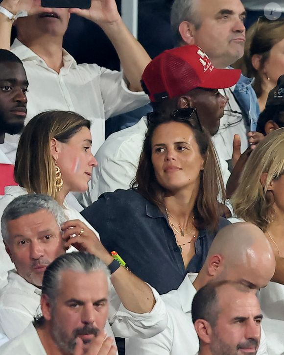 Laure Manaudou - People dans les tribunes lord du match d'ouverture de la Coupe du Monde de Rugby France 2023 avant le match de la Poule A entre la France et la Nouvelle-Zélande au Stade de France à Saint-Denis le 8 septembre 2023.  Dominique Jacovides/Bestimage