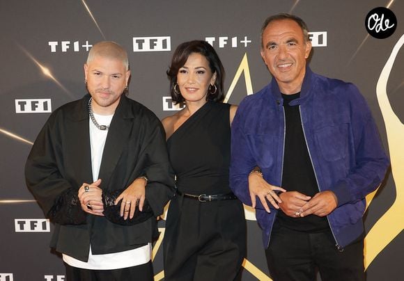 Quentin Mosimann, Karima Charni et Nikos Aliagas - Photocall des Profs de la Star Academy 2026 à Boulogne-Billancourt le 23 septembre 2026. © Coadic Guirec/Bestimage