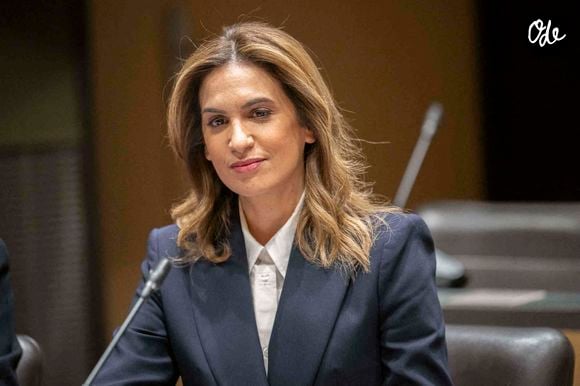 La journaliste de CNews Sonia Mabrouk devant la commission d'enquête parlementaire sur les procédures d'octroi des autorisations des services de télévision nationaux à l'Assemblée nationale à Paris, le 29 février 2024. Photo : Eliot Blondet / ABACAPRESS.COM