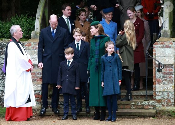 Princess Beatrice, Edoardo Mapelli Mozzi, Sophie Rhys-Jones, duchesse d'Edimbourg, le prince Edward, duc d'Edimbourg, Savannah Phillips, Catherine (Kate) Middleton, princesse de Galles, Prince Louis, Princesse Charlotte, Prince George, Le prince William, prince de Galles, Tim Laurence, Peter Phillips - La famille royale britannique se rend à la messe de Noël à Sandringham le 25 décembre 2024.