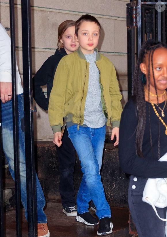 Knox Leon Jolie-Pitt, quitte Hoodwinked Escape NYC à Harlem, New York City, NY, USA, le 24 février 2019. Photo par Jackson Lee/Splash News/ABACAPRESS.COM