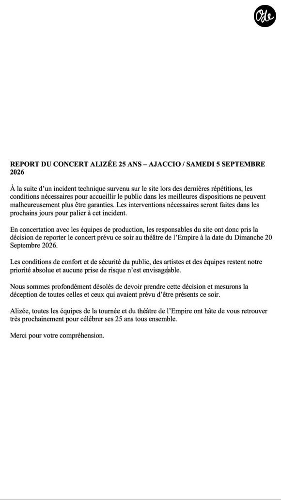 Pour Alizée, cette soirée très attendue devait être grandiose, elle n'a pas pu avoir lieu : "Je voulais que tout soit parfait"