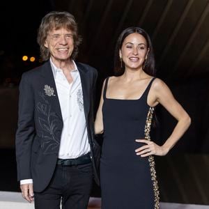 Mick Jagger et sa compagne Melanie Hamrick  - Photocall du dîner "Prelude pour les JO" à la Fondation Vuitton à Paris, France, le 25 juillet 2024. © Olivier Borde/Bestimage