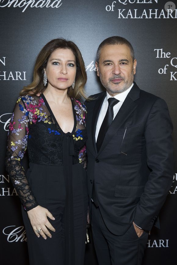 Exclusif - Elie Saab et sa femme Claudine lors du photocall de la présentation de la collection Chopard ''The Queen of Kalahari'' au théâtre du Châtelet à Paris, le 21 janvier 2017. © Olivier Borde/Bestimage