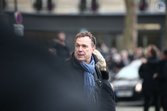 Julien Lepers arrivant à l'église Saint-Sulpice pour les obseques de Michel Delpech decede le 2 janvier dernier des suites d'un cancer, a Paris, France le 8 janvier 2016. Photo de ABACAPRESS.COM