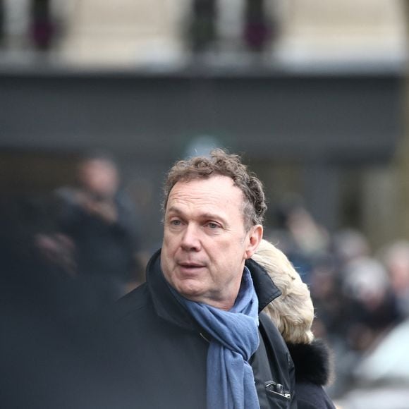 Julien Lepers arrivant à l'église Saint-Sulpice pour les obseques de Michel Delpech decede le 2 janvier dernier des suites d'un cancer, a Paris, France le 8 janvier 2016. Photo de ABACAPRESS.COM