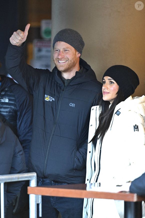 Le duc et la duchesse de Sussex à la cérémonie de bienvenue à Whistler pendant les Invictus Games à Whistler, Canada, le 10 février 2025. Photo bb Bruce Adams/Daily Mail/dmg media Licensing/ABACAPRESS.COM