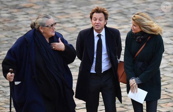 Laurent Delahousse et Alice Taglioni lors d'une cérémonie d'hommage national à feu Jean d'Ormesson, membre de l'Académie française, aux Invalides à Paris, France, le 8 décembre 2017. Photo by Christian Liewig/ABACAPRESS.COM