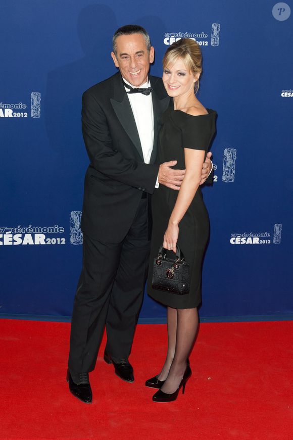 Thierry Ardisson et Audrey Crespo-Mara arrivent à la 37e cérémonie annuelle des César du cinéma qui s'est tenue au Théâtre du Chatelet à Paris, France, le 24 février 2012. Photo by ABACAPRESS.COM