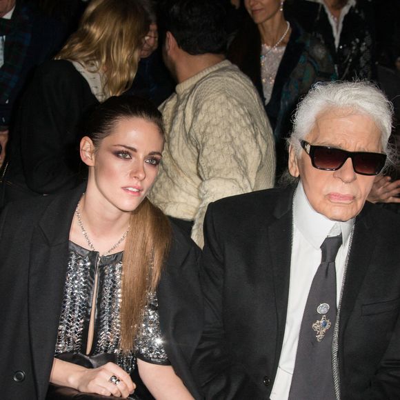 Franca Sozzani, Kristen Stewart, Karl Lagerfeld et la princesse Caroline de Hanovre assistent au défilé Chanel Metiers d'Art 2015/16 à Cinecitta à Rome, Italie, le 01 décembre 2015. Photo Alessia Paradisi/ABACAPRESS.COM