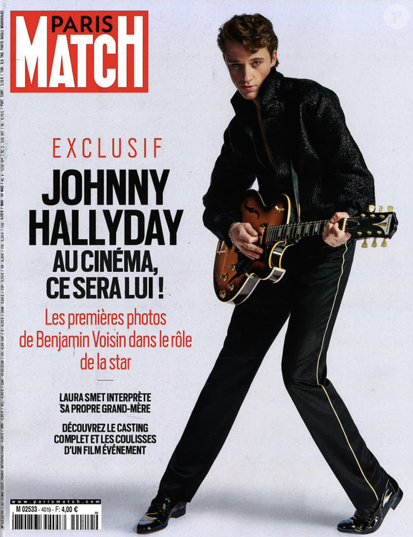 Benjamin Voisin dans le rôle de Johnny Hallyday. Couverture de "Paris Match" du jeudi 7 mai.