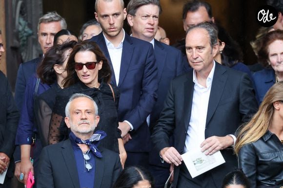 Camille Cottin, Xavier Niel, guest Sortie des obsèques de Mathilde Favier en l'église Saint-Sulpice à Paris le 31 aout 2026. © Dominique Jacovides-Cyril Moreau/Bestimage