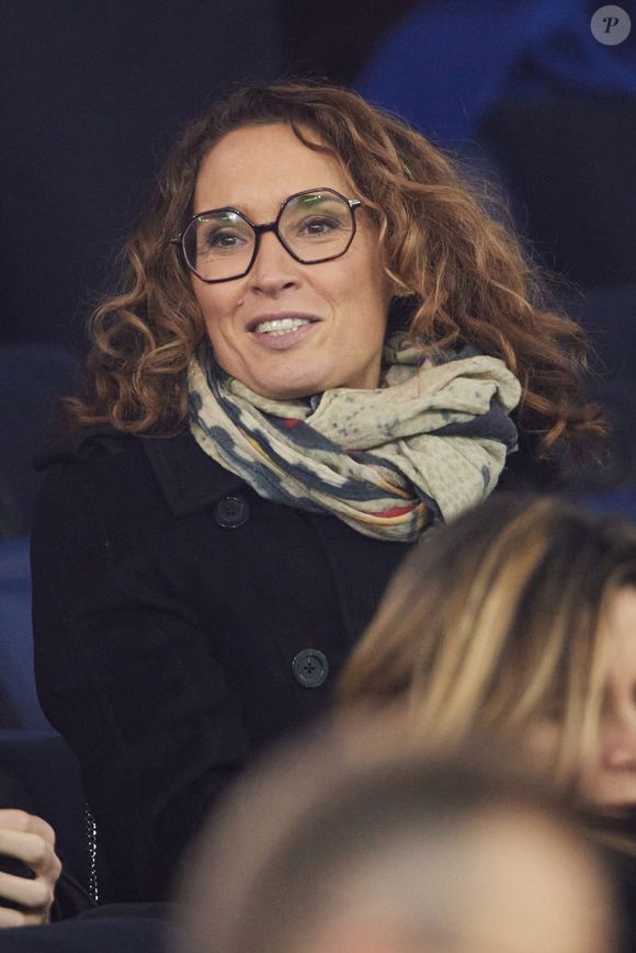 Marie-Sophie Lacarrau - Célébrités dans les tribunes du match de Ligue 1 McDonald's opposant le Paris Saint-Germain (PSG) à L’AS Monaco (4-1) au Parc des Princes à Paris le 7 février 2024. © Cyril Moreau/Bestimage