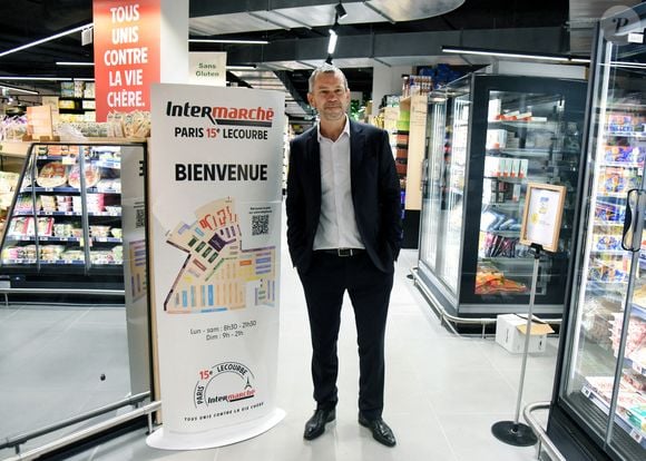 Thierry Cotillard président du Groupement Mousquetaires visite un supermarché à Paris, France le 5 septembre 2025. Photo par Alain Apaydin/ABACAPRESS.COM