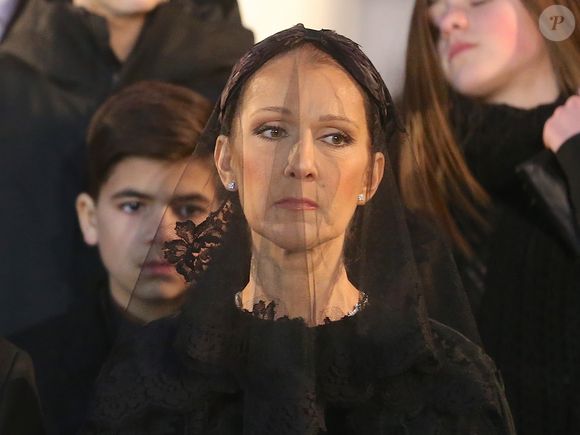 Céline Dion - Sorties des obsèques nationales de René Angélil en la Basilique Notre-Dame de Montréal, le 22 janvier 2016.© Morgan Dessales/Bestimage