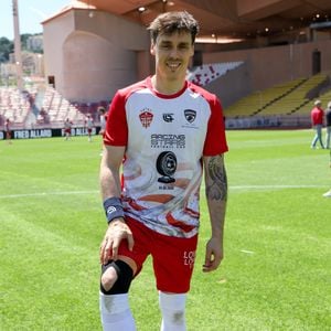 Louis Ducruet (président des Barbagiuans) lors du match de football caritatif au stade Louis II de Monaco opposant les Barbagiuans aux pilotes de l'équipe Nazionale Piloti dans le cadre de la "Racing Stars Football Cup" le 3 juin 2026. © Albuquerque/Bestimage