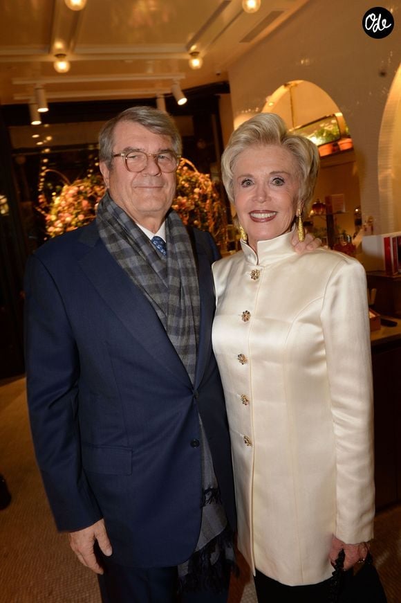 Exclusif - Olivier Bouygues et sa femme - Inauguration du concept-store inédit, le 86 Champs Elysées, de l’association du chef pâtissier Pierre Hermé et la marque de produits cosmétiques l'Occitane à Paris, France, le 15 janvier 2018. © Rachid Bellak/Bestimage