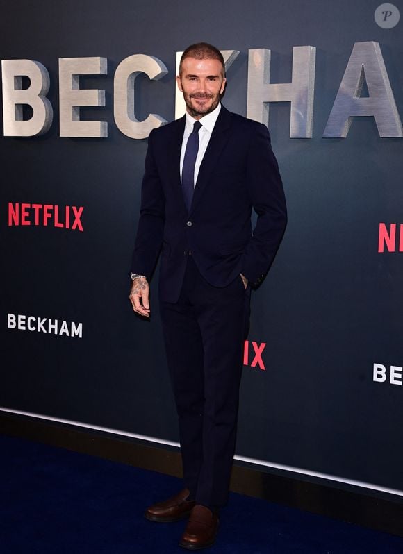 David Beckham à l'avant-première de la série Beckham de Netflix à Londres le 3 octobre 2023. AGENCE / BESTIMAGE