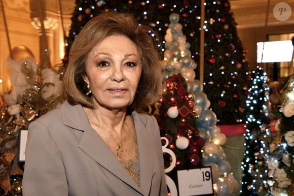 l'impératrice Farah Pahlavi d'Iran (Farah Diba) pendant la traditionnelle vente aux enchères de Sapins de Noël de l'association Action Innocence Monaco, spécialement créés et décorés pour l'occasion par de grandes marques, des boutiques et artisans de la Principauté le 11 décembre 2019 à Monaco. © Claudia Albuquerque/PRM/Bestimage