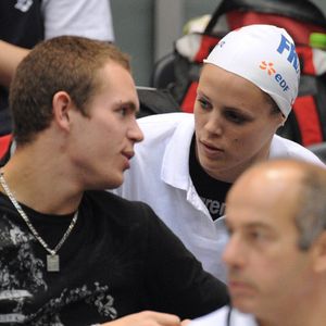 Laure et son frère Nicolas Manaudou le 17 novembre 2007 à Berlin