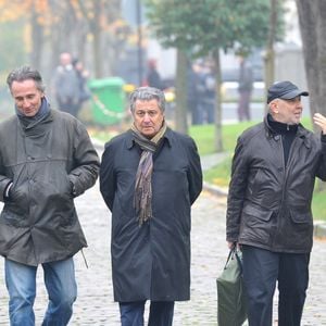 Michel Blanc, Thierry Lhermitte, Christian Clavier, Gerard Jugnot et Marie-Anne Chazel - Exclusif - Inhumation definitive de Tsilla Chelton alias 'Tatie Danielle' suite a son deces en date du 15/07/2012 au cimetiere du Pere Lachaise a Paris le 16 Novembre 2012. VEEREN / BESTIMAGE