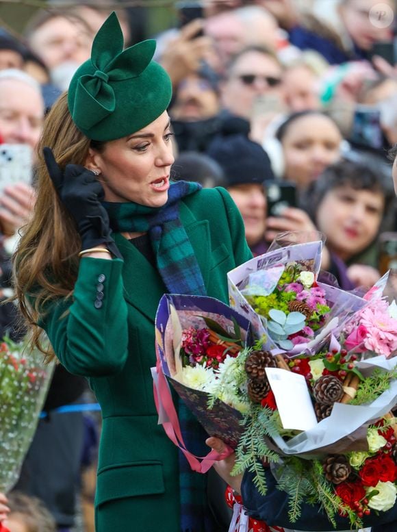 Catherine (Kate) Middleton, princesse de Galles - La famille royale britannique se rend à la messe de Noël à Sandringham le 25 décembre 2024.