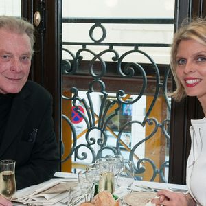 Herbert Leonard et Sylvie Tellier assistent à l'ouverture du restaurant 'L'Alsace Champs-Elysees', à Paris, France, le 27 octobre 2014. Photo by Jerome Domine/ABACAPRESS.COM
