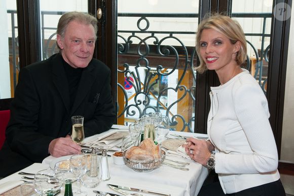 Herbert Leonard et Sylvie Tellier assistent à l'ouverture du restaurant 'L'Alsace Champs-Elysees', à Paris, France, le 27 octobre 2014. Photo by Jerome Domine/ABACAPRESS.COM