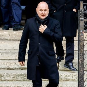 Sébastien Cauet - Sorties des obsèques de Jean-Pierre Pernaut en la Basilique Sainte-Clotilde à Paris le 9 mars 2022. CYRIL MOREAU / BESTIMAGE