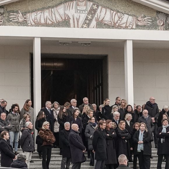 Andrea Casiraghi, Pierre Casiraghi, Beatrice Borromeo, la princesse Caroline de Hanovre et Charlotte Casiraghi - Obsèques de Fernanda Biffi Casiraghi (99 ans), mère de Stefano Casiraghi, à Fino Mornasco, Italie, le 9 décembre 2024. © Emanuele Roberto De Carli/IPA via ZUMA Press/Bestimage