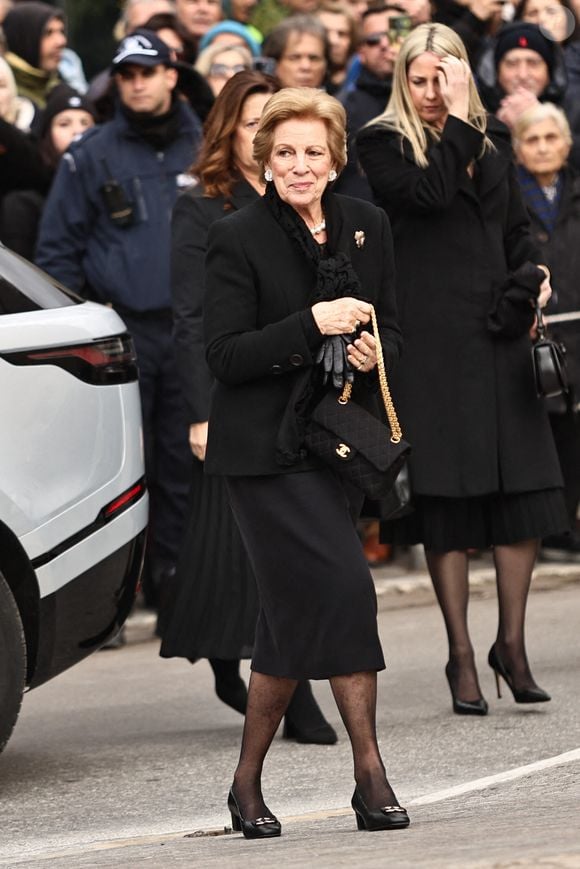 La reine Anne-Marie de Grèce assiste aux funérailles de la princesse Irène de Grèce à la cathédrale métropolitaine d'Athènes à Athènes, Grèce, le 19 janvier 2026. Photo par Giannis Panagopoulos/Eurokinissi/ABACAPRESS.COM