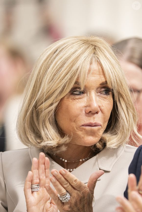 Emmanuel Macron, président de la République Française, et la Première dame Brigitte Macron, visitent le British Museum à Londres, lors de leur voyage officiel au Royaume Uni (8 - 10 juillet 2025), le 9 juillet 2025. 
© Eliot Blondet / Pool / Bestimage