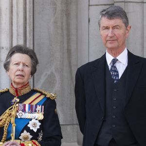 La princesse Anne et son mari Timothy Laurence, - Les membres de la famille royale britannique au balcon de Buckingham Palace lors de la cérémonie Trooping the Colour à Londres, le 14 juin 2025.  © Goff Inf / Bestimage