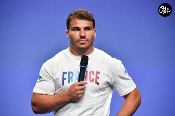 Antoine Dupont Conférence de presse de l'équipe de France de rugby à 7 pour les Jeux Olympiques Paris 2024 lundi 22 Juillet 2024 Club France Porte de la Villette Paris