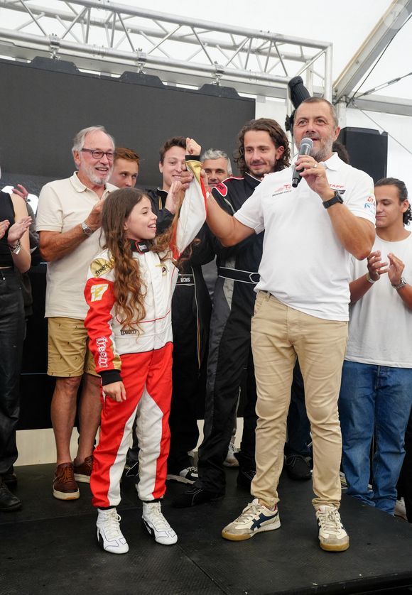 Philippe Bianchi, Lina Salamanca (championne du Volant Jules Bianchi) lors du marathon Karting Jules Bianchi au circuit Paul Ricard au Castellet le 8 septembre 2024. © Anne-Sophie Guebey via Bestimage